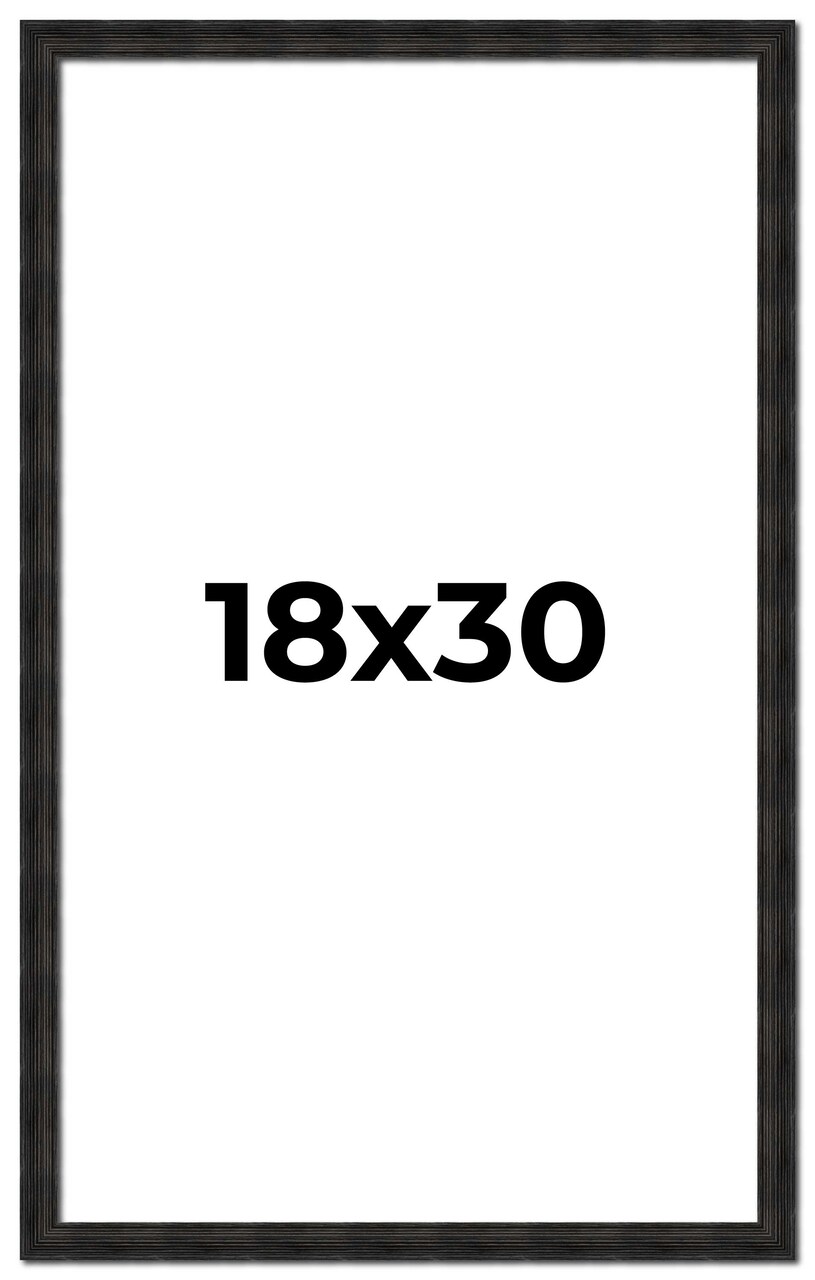 18x30 Thin Barnwood Picture Frame with UV-Resistant Acrylic & Acid Free Backing, Available in 2 Paint Finishes - Grey and Black